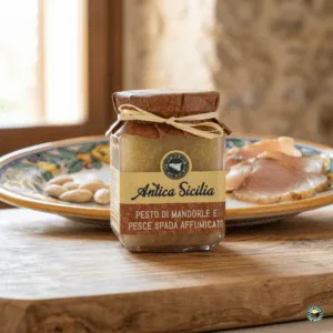 pesto di mandorle e pesce spada affumicato